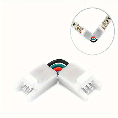 Conectores en L de Esquina Ajustables de 90 Grados de 4 Pines para Tiras de LED RGB 5050 de 10mm de Ancho Conexión sin Soldadura con Clip