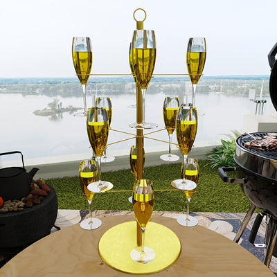 1pc Elegante Estante de Metal para Copas, Acabado en Esmalte, Estante Colgante para Copas de Champán y Vino, Organizador de Almacenamiento de Vajilla para Decoración del Hogar, Bodas, Exhibición de Banquetes, Artesanía de Hierro, Pata Alta