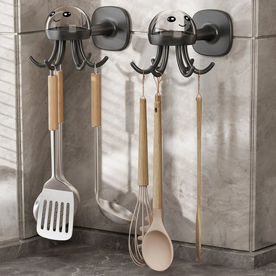 Pack 2 Unidades Ganchos para Utensilios de Cocina Colgador para Medusas con 6 Ganchos Organizador Giratorio para Montaje en Pared Organizador para Utensilios Que Ahorra Espacio