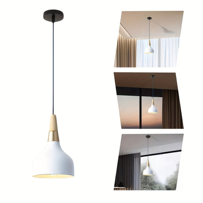 Luz colgante nórdica blanca moderna con cadena ajustable - Acabado metálico elegante, montaje semibrillo para isla de cocina, comedor, dormitorio y sala de estar - Cableado, 110-240V, no necesita batería, iluminación de dormitorio | Acabado metálico eleg