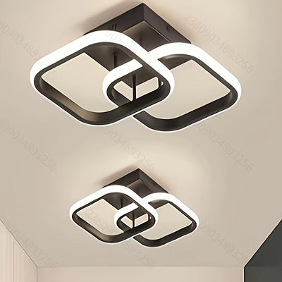1 Luz de techo LED moderna con patrón geométrico - Iluminación de techo semi-revestida ajustable, adecuada para oficina, café, cocina, pasillo, balcón, escaleras y dormitorio, diseño cerca del techo, acabado metálico, cableado, 110V-240V, iluminación amb