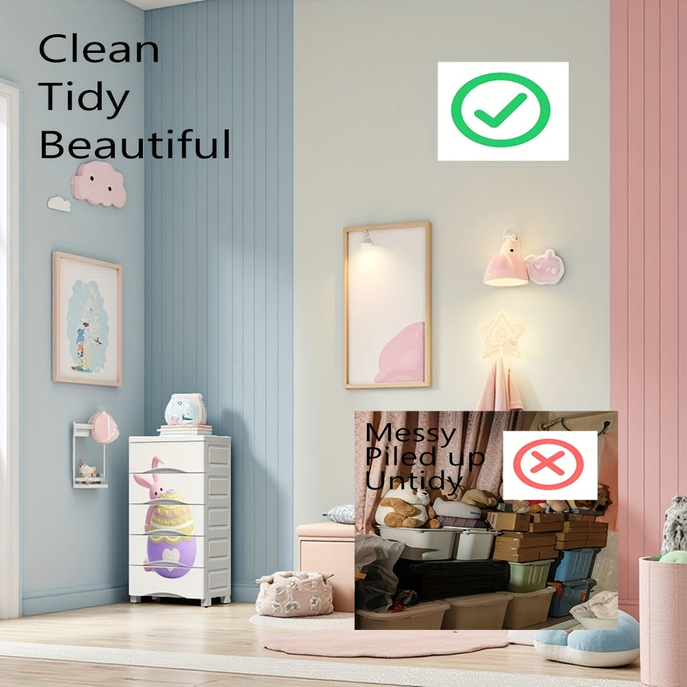 Un armario de almacenamiento moderno y minimalista con cajones, adecuado para dormitorios, este pequeño armario de noche está hecho de plástico.