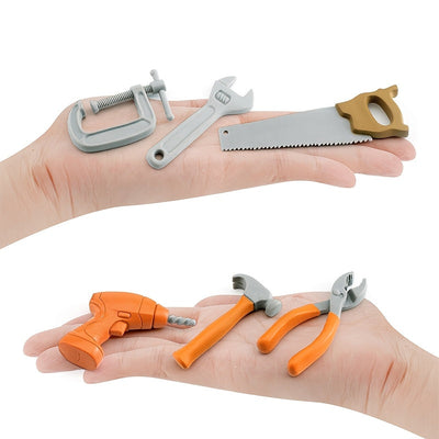 Juego de Herramientas en Miniatura de 8 Piezas para Manualidades DIY - Incluye Taladro, Martillo, Destornillador, Llave, Alicates y Sierra - Perfecto para Modelismo, Artesanías y Proyectos Creativos - Decoración Versátil para Interiores/Exteriores