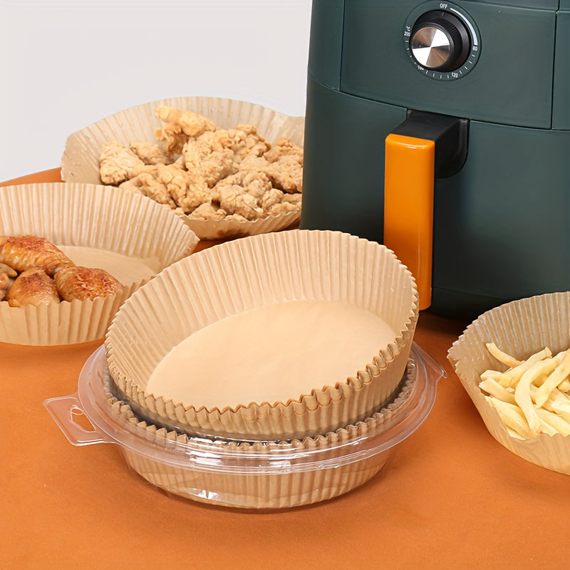20 piezas de Papel Antiadherente para Freidora de Aire CJORWYN, Redondo de 20.07 cm - Desechable, Sin Blanquear, Resistente al Aceite para Hornear y Cocinar en Microondas más Saludable - Ideal para Accesorios de Freidora de Aire para Acción de Gracias, N