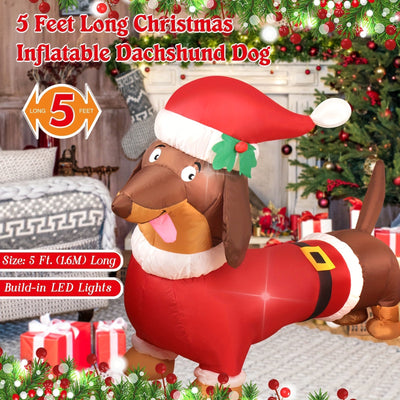 WAYDEKO Pan de jengibre inflable para hombre y perro salchicha de Navidad - Decoración navideña con luz, ventilador incorporado, estacas y cuerdas, perfecta para decoración de hogar y fiesta, pan de jengibre festivo para hombre y perro salchicha