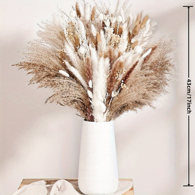 109 pzas Ramo de Flores Artificiales Bohemias - Pasto de Pampas, Trigo, Globo Dorado, Combinación de Hierbas de San Valentín - Hermosa Decoración de Habitación, Decoración del Hogar, Decoración de Mesa, Boda, Fiesta, Centro de Mesa para Eventos