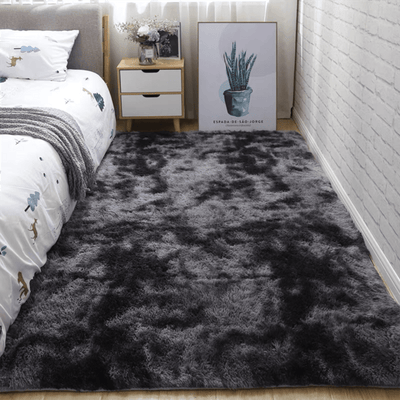 Alfombra de Dormitorio Tie-Dye de Pelo Largo, Poliéster, Solo Lavado a Mano - Ideal para Sala de Estar y Dormitorio, Al Lado de la Cama, Alfombra Pequeña