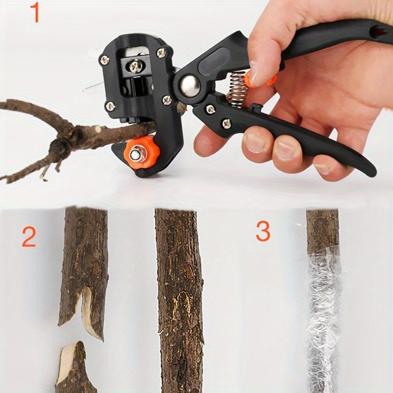 Herramientas de injerto para jardinería con 3 cortes diferentes + destornillador + llave pequeña + bolsa especial de almacenamiento Tijeras agrícolas tamaño tala de árboles frutales, corte con 3 cortes distintos