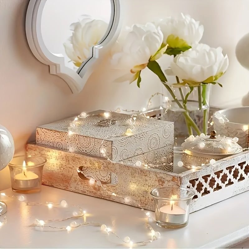 1 cadena de luces LED en forma de perla, adecuada para iluminación de escenario, dormitorios, bodas, decoraciones navideñas y festivas, alimentada por batería (sin incluir baterías, 199.95 cm/200.0 cm, 20 LEDs)