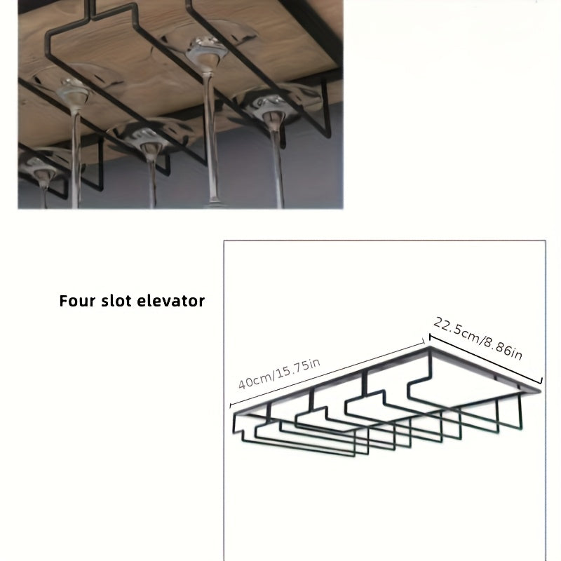 Soporte colgante para copas de vino, estante para copas debajo del mueble, estante de almacenamiento de hierro metálico, soporte para clasificación de copas, accesorios adecuados para bar, comedor, armario, cocina y organización