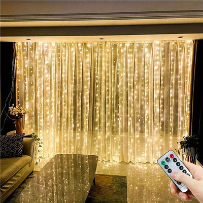 Luces LED para exteriores, 600 LED, 6m x 3m, con control remoto, alimentación por USB, decoración para Navidad, bodas, dormitorio, Pascua, Año Nuevo, Ramadán, regalo para San Valentín, Día de la Madre, Halloween, fiestas, cocina - Sin pilas incluidas