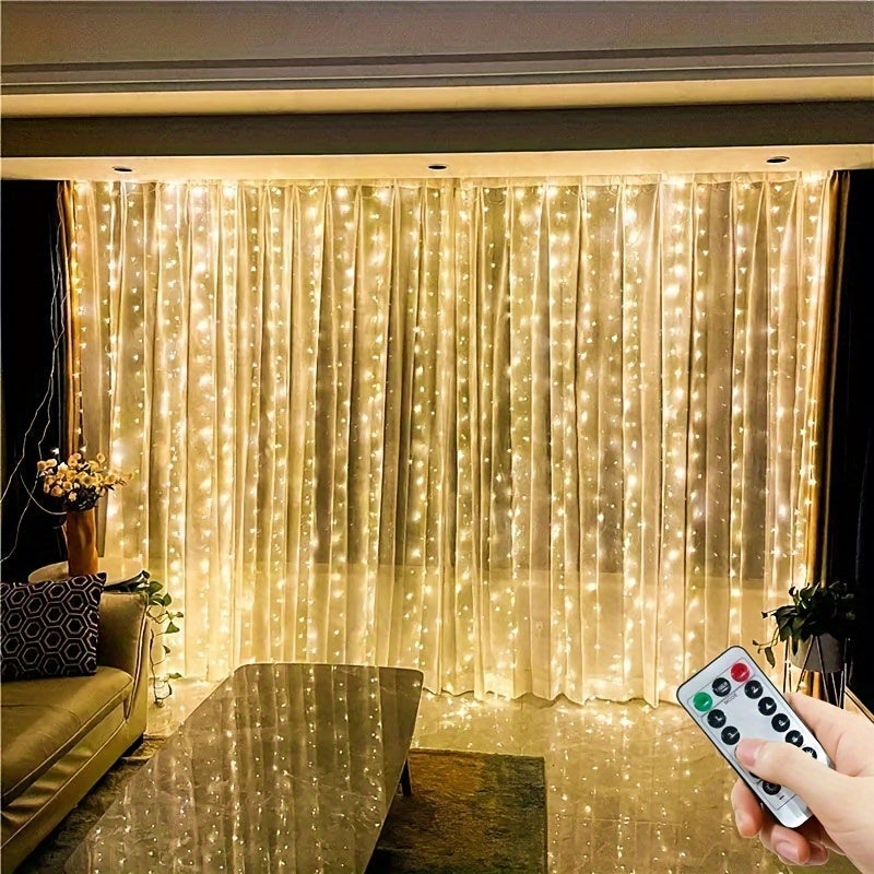 Luces LED para exteriores, 600 LED, 6m x 3m, con control remoto, alimentación por USB, decoración para Navidad, bodas, dormitorio, Pascua, Año Nuevo, Ramadán, regalo para San Valentín, Día de la Madre, Halloween, fiestas, cocina - Sin pilas incluidas