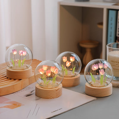 [Luz Nocturna Mini Tulipán Hecho] Luz Nocturna Mini Tulipán Hecho a Mano de 2.36in - Perfecto para Decoración de Habitación, Acento de Escritorio, Ambiente - Ideal para Regalo de Navidad, Día de San Valentín, Cumpleaños de Pareja