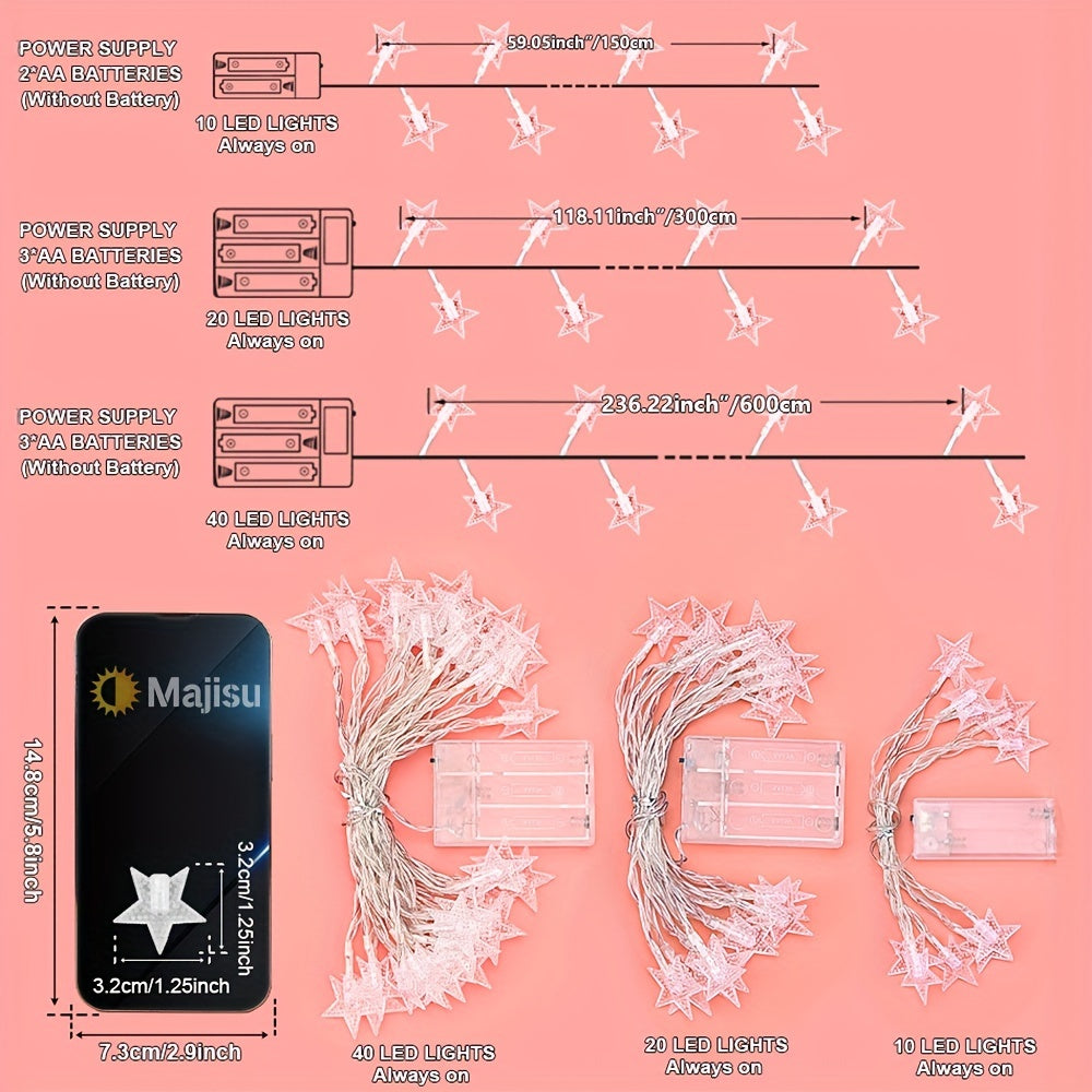 Luces de Cadena de 1 Estrella, Luces de Hadas con Batería para Uso Interior, Accesorios Festivos, Cumpleaños de Niñas, Dormitorio, Fiesta, Año Nuevo, Decoración de Jardín Blanco Cálido