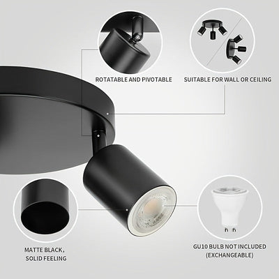 Arco de Techo Ajustable Moderno con 3 Luces, Diseño Duradero en Metal Anticorrosivo y Brazos Giratorios, Lámpara Empotrada para Cocina, Dormitorio, Oficina y Más, Iluminación Elegante Metálica para Sala de Estar, Resistente a la Corrosión