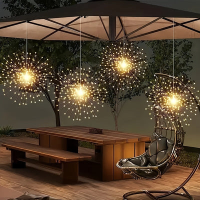 Juego de 4 luces colgantes solares con efecto de fuegos artificiales