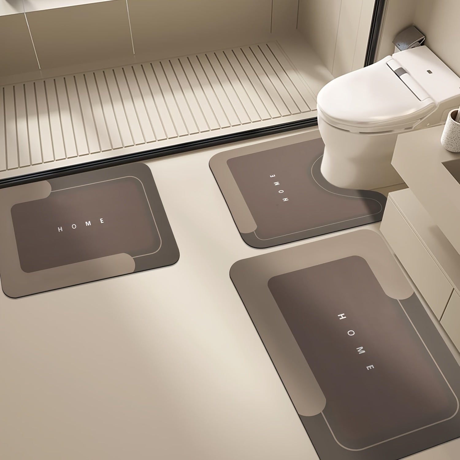 Conjunto de 3 Piezas de Accesorios de Baño: Alfombrillas de Baño Ultra Absorbentes - Antideslizantes, Secado Rápido, Fácil Limpieza - Perfectas para la Entrada, la Ducha y la Lavandería