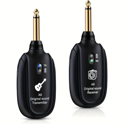 Sistema de Guitarra Inalámbrico con Batería Recargable - Transmisor y Receptor para Acústica, Bajo, Violín, Teclado e Instrumentos Eléctricos - ABS Duradero, Negro