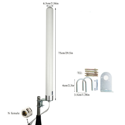 Antena 4G LTE para Exterior - Amplificador de Señal Celular Omni-Direccional 2x2 MIMO de 74.93 cm con Ganancia de 12dBi, Diseño de Alta Calidad y Compatibilidad con Operadores (AT&T/Verizon/Sprint/T-Mobile), Antenas para Wifi, Mejora del Internet Móvil,