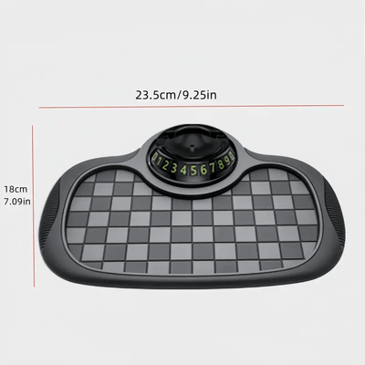 Alfombrilla para Salpicadero de Coche con Soporte Giratorio para Teléfono y Placa de Matrícula - Antideslizante en PVC, Alta Calidad, Diseño Ovalado Ergonómico para Mayor Agarre y Conducción Segura