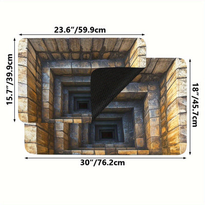 Alfombrilla de Entrada con Ilusión Óptica 3D - Base Antideslizante de Goma, Duradera 100% Poliéster para Interior/Exterior con Diseño de Ilusión, Solo Lavado a Mano para Puerta Principal, Recibidor, Dormitorio, Sala de Lavandería, Decoración del Hogar, P