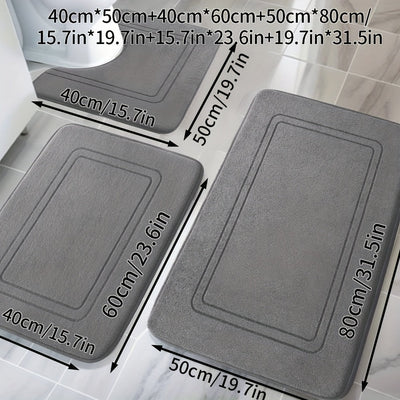 3pcs Alfombra de Baño de Espuma Engrosada con Memoria, Antideslizante, Extra Absorbente, Suave, Lavable a Máquina, Absorción Rápida, Secado Rápido, Engrosada Antideslizante, Resistente al Desvanecimiento, Adecuada para Dormitorio, Baño, Decoración de Hab