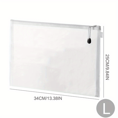 Bolsa de Malla de Plástico de Tamaño Extra Grande con Cremallera, Bolsa Resistente al Agua para Organizar Suministros Escolares y de Oficina, Bolsas para Rompecabezas y Juegos, Bolsa de Malla con Diseño Criptográfico para Suministros Escolares y Organiza