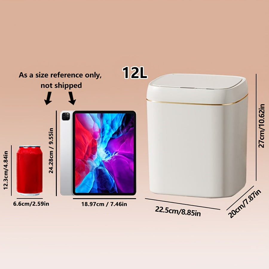 Bote de Basura Inteligente de 1 Pieza con Sensor Infrarrojo, Capacidad de 12L/14L, Alimentado por Batería (Requiere 2 Pilas AA, No Incluidas), Funcionamiento Silencioso, Ideal para Uso en Hogar, Oficina y Escuela, Cubo de Residuos Escolares | Estilo de T