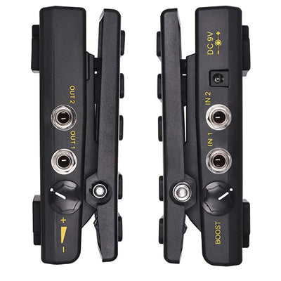 Pedal de volumen dual de AHAJII - Controles de aumento y reducción, señal analógica, pedal de efecto de guitarra negro para amplificadores de guitarra, DC 9-36V, no necesita batería, pedal de guitarra