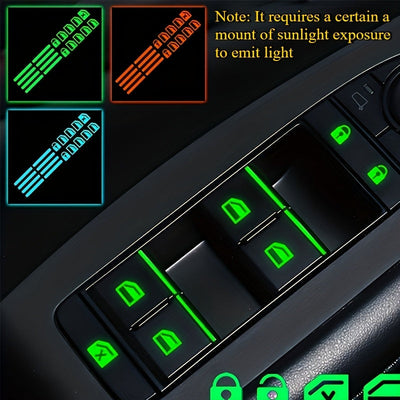 1pc Pegatina Luminosa para Interruptor de Coche, Adhesivo de Plástico Autoadhesivo para Marcadores de Función Interior, Disponible en Verde/Azul/Naranja, Ajuste Universal para Controles de Vehículos