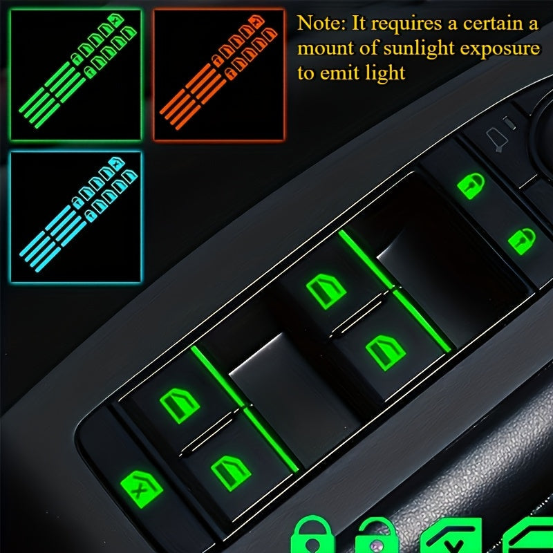 1pc Pegatina Luminosa para Interruptor de Coche, Adhesivo de Plástico Autoadhesivo para Marcadores de Función Interior, Disponible en Verde/Azul/Naranja, Ajuste Universal para Controles de Vehículos