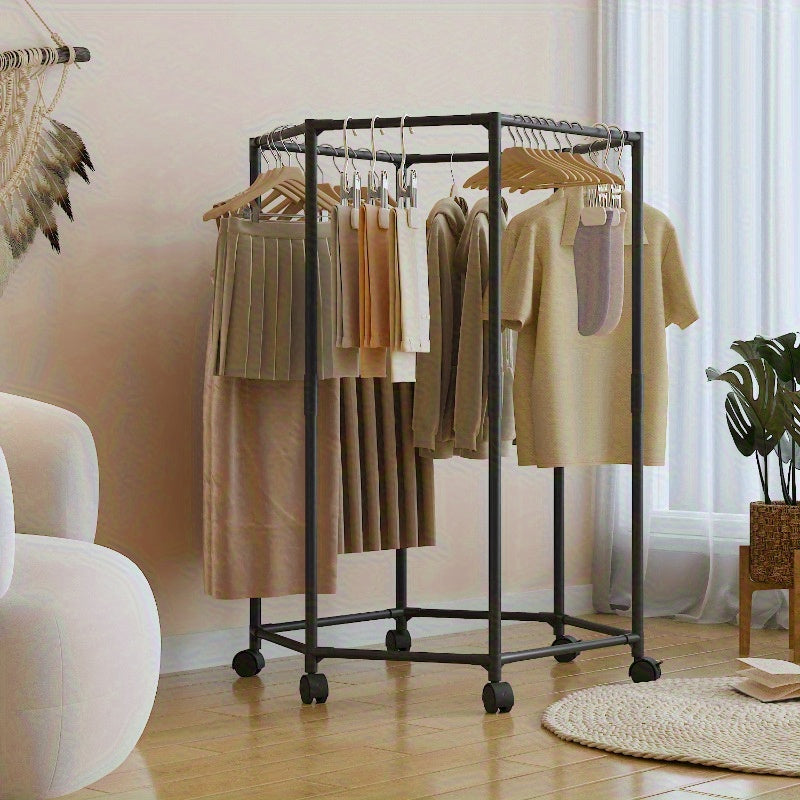 Perchero hexagonal ahorrador de espacio - soporte metálico resistente para ropa con múltiples barras, ideal para dormitorios, residencias y balcones, organizador elegante de armario con estructura en metal