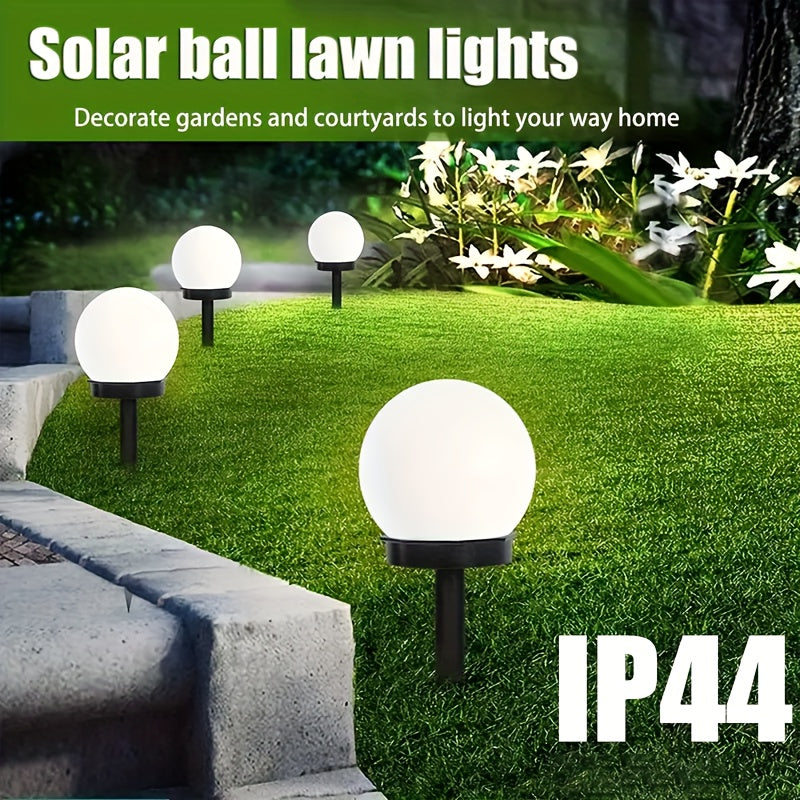 Juego de 4 piezas de luces solares decorativas IP44 para exteriores, luces solares LED para césped con forma de bola. Adecuadas para patio, césped, camino, barbacoa, garaje y jardín, fiestas de vacaciones, decoración de senderos de jardín, mejor elección