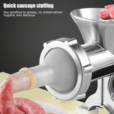 1pc Molinillo de Carne Manual de Alta Resistencia & Fabricante de Salchichas - Acero Inoxidable, 10 RPM, No Requiere Electricidad, con Accesorios Opcionales, Perfecto para Carne Picada & Salchichas, Molinillos de Carne para Uso Doméstico