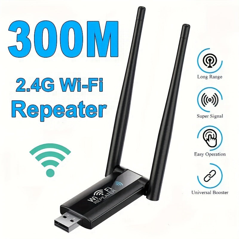 [WiFi de Largo Alcance 300Mbps] Extensor de WiFi de Largo Alcance de 300Mbps - 1ud Adaptador de Red USB 2.4G - Configuración Fácil, No Requiere Batería, Voltaje de Operación ≤36V