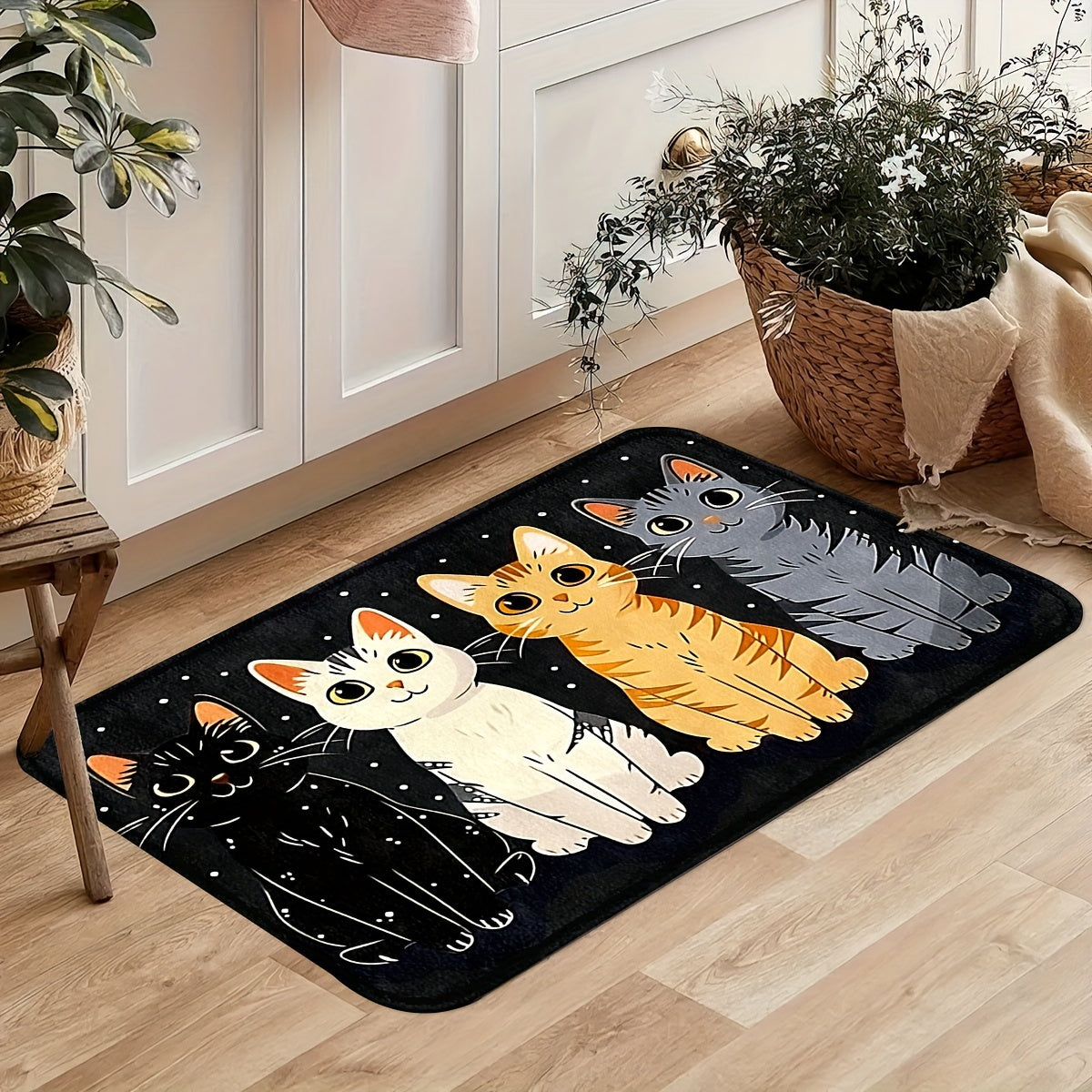 Alfombras de cocina con diseño de gatitos lindos: antideslizantes, duraderas y cómodas para el hogar, la oficina y el baño - Disponibles en varios tamaños.