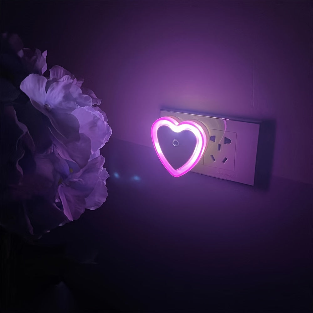 Luz Nocturna LED De Corazón Eficiente En Energía, Acabado Mate De Plástico Con Bombilla, Aplique De Pared Semicircular Controlado Por Sensor De Luz, Elegante Luz Nocturna Inteligente De Ahorro De Energía Para Interiores, Enchufe De EE. UU. 110-130V, 0,5W
