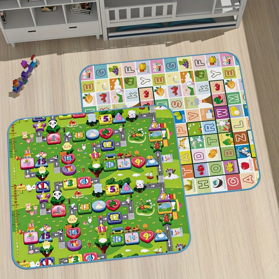 Alfombra gruesa para picnic, grande e impermeable, resistente a la arena y al calor, plegable y portátil, para playa, camping y hogar, con diseño de alfabeto colorido