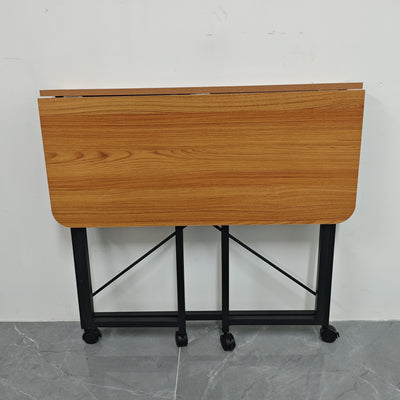Escritorio plegable portátil de madera con ruedas giratorias 360°, mesa para computadora de oficina en casa, panel de madera y estructura metálica, sin necesidad de electricidad, 1 unidad