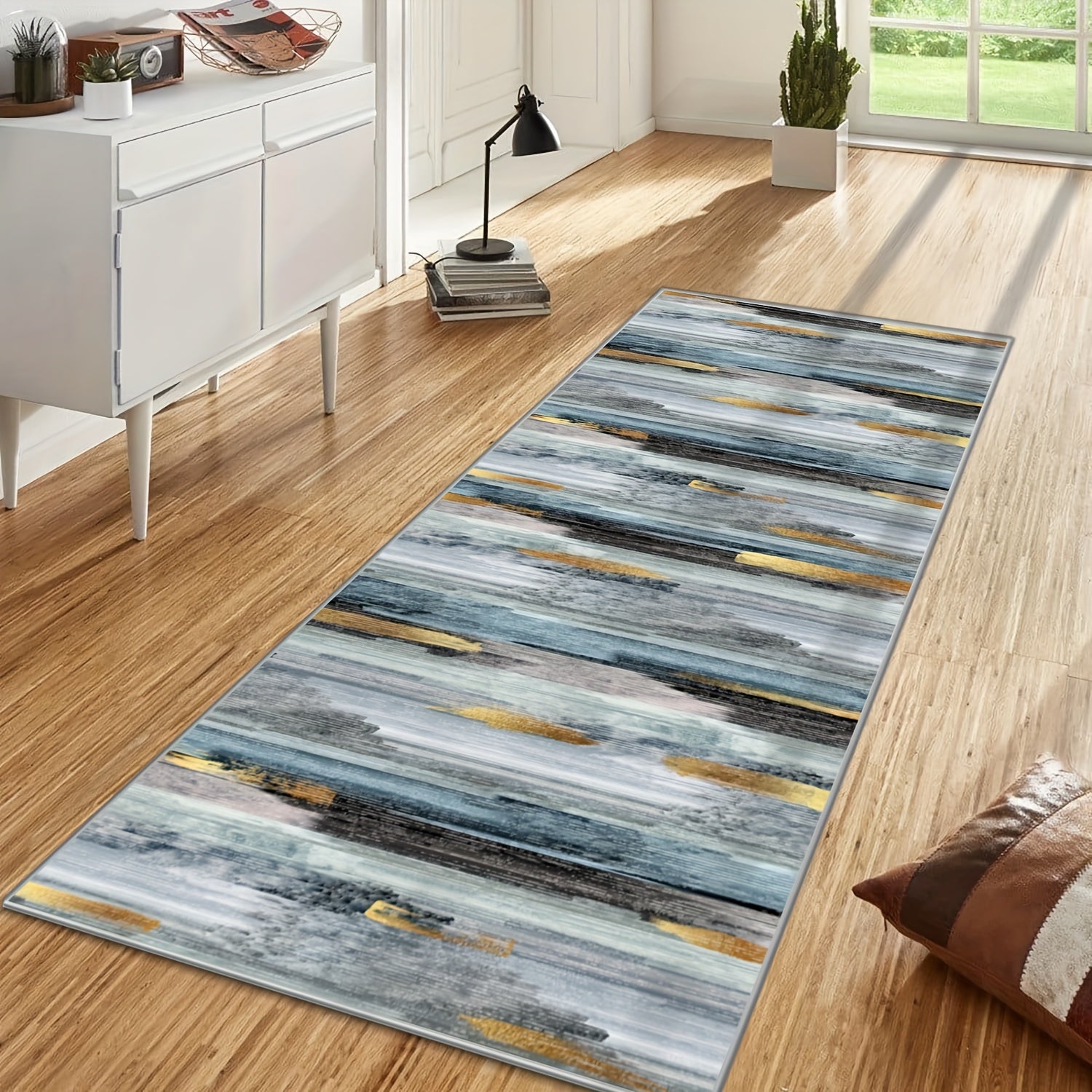 1 pieza de 850G de terciopelo de cristal/0,8 pulgadas de grosor, alfombra simple de corredor de color sólido, alfombra de franja larga, alfombra retro persa para sala de estar, pasillo de escalera, alfombra antideslizante, alfombra de lujo de dormitorio,