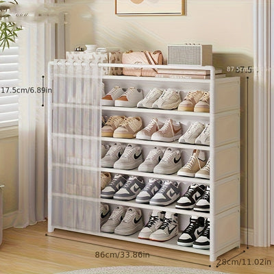 1 Juego - Gabinete de exhibición de zapatos transparente y a prueba de polvo, plegable con base antideslizante, fácil de limpiar, adecuado para almacenar zapatos, estante de almacenamiento de varias capas, de pie, con gran capacidad.