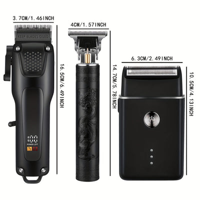 Juego Profesional de Corte de Pelo para Hombres, Juego de Cortapelos Recargable sin varillas y Kit de Peluquería, Máquinas de Afeitar Eléctricas y Recortadores de Barba, Portátil sin Cable, Corte Preciso