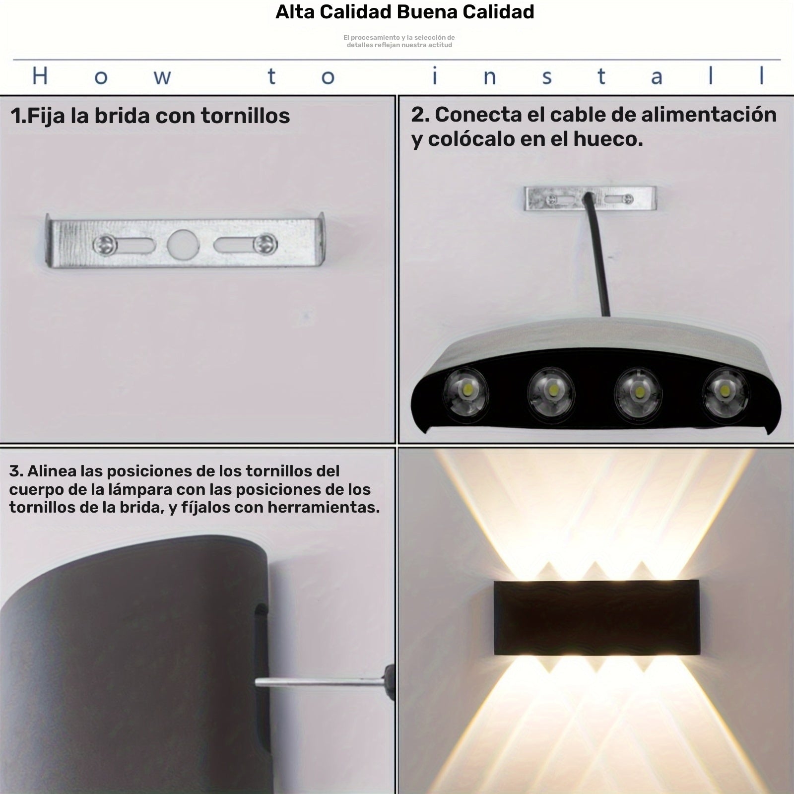 1 pieza de 85-265V 8W LED luz de pared con IP55 y resistente al viento, sombra de policarbonato, base de metal duradera - Diseño minimalista moderno para uso interior/exterior en sala de estar, dormitorio, oficina, luz de pared para sala de estar, ilumin
