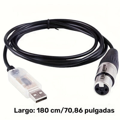 Adaptador de interfaz XLR 3 pines a DMX512 USB, compatible con el software Freestyler, para control de iluminación de escenario, controlador de luz, controlador de intensidad, conversor de serie RS485, cable de soporte, compatible con Windows 7/8/10, Mac