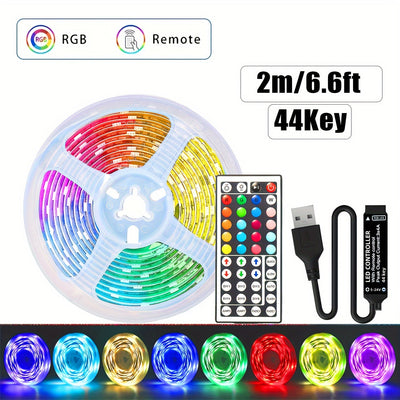 Tira de luces LED RGB de carga USB 5V 3535 con 44 teclas, fuente de alimentación USB FÁCIL de INSTALAR, cambio de color RGB con fuente de alimentación de 5V, luces LED RGB adecuadas para iluminación de escenario, decoración del hogar, fiestas y festivale