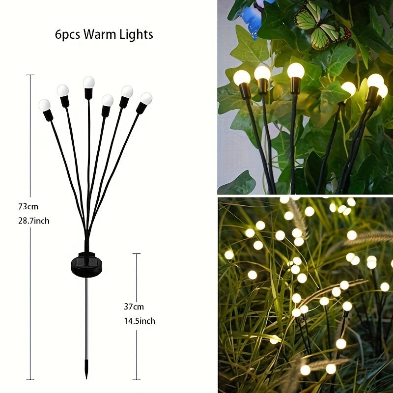 Luces solares para jardín tipo luciérnaga - Lámpara LED con movimiento por viento para césped, decoración y festivales