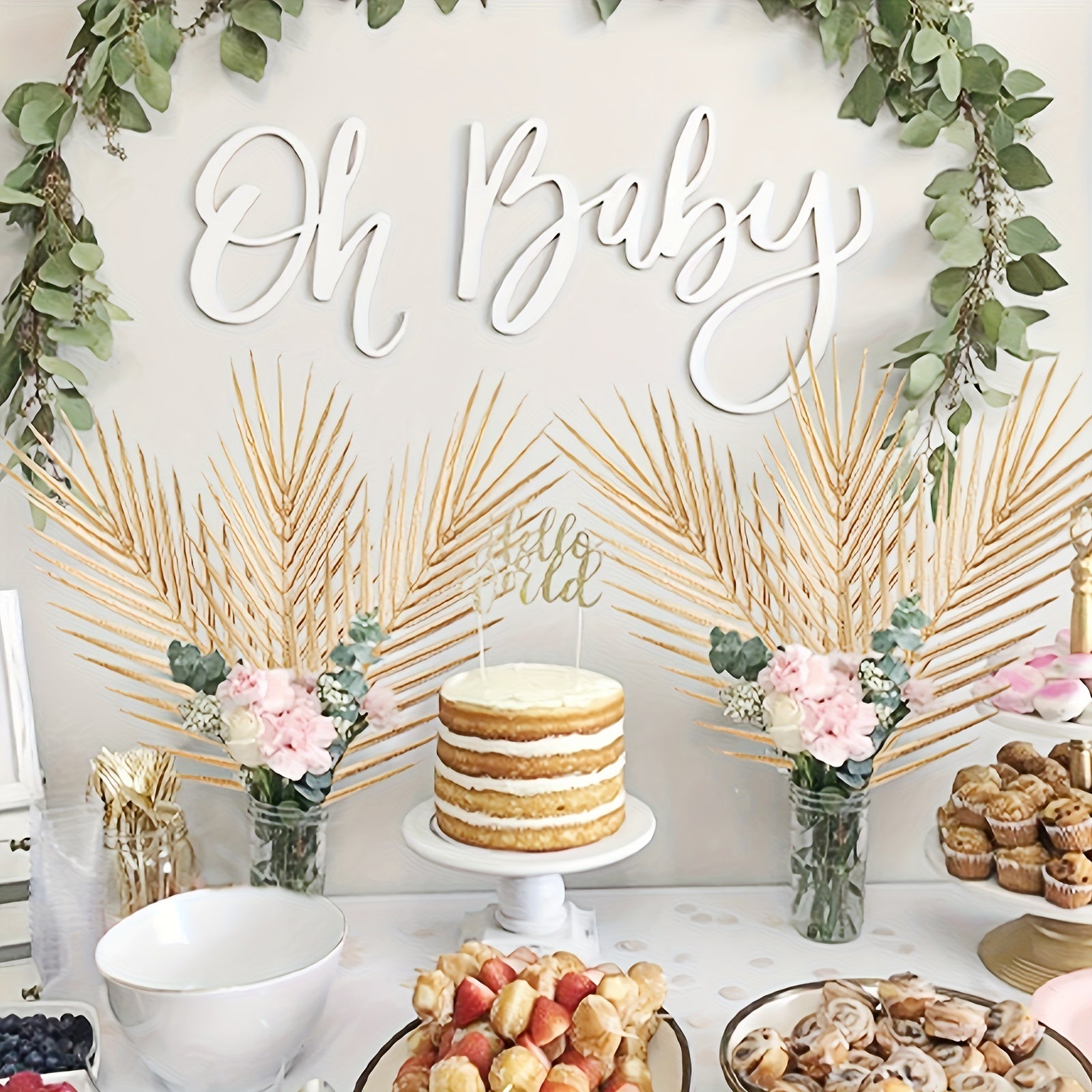 16 piezas de Hojas Artificiales Doradas para Palmeras - Decoración Típica Tropical Realista para Interiores/Exteriores del Hogar, Centros de Mesa, Rellenos para Jarrones DIY, Perfecto para Bodas, Cumpleaños, Festividades y Más, Ideal para Navidad, Perfec