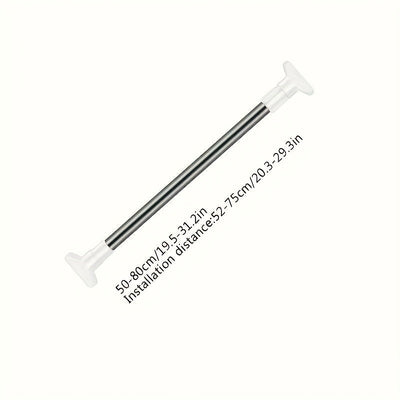 1 pieza de barra de cortina de ducha telescópica de acero inoxidable con tapas de plástico blanco - Barra extendible de metal y plástico sin taladro para ducha, armario, ventana, estante de toallas - Accesorio de hogar montado en la pared, accesorios de