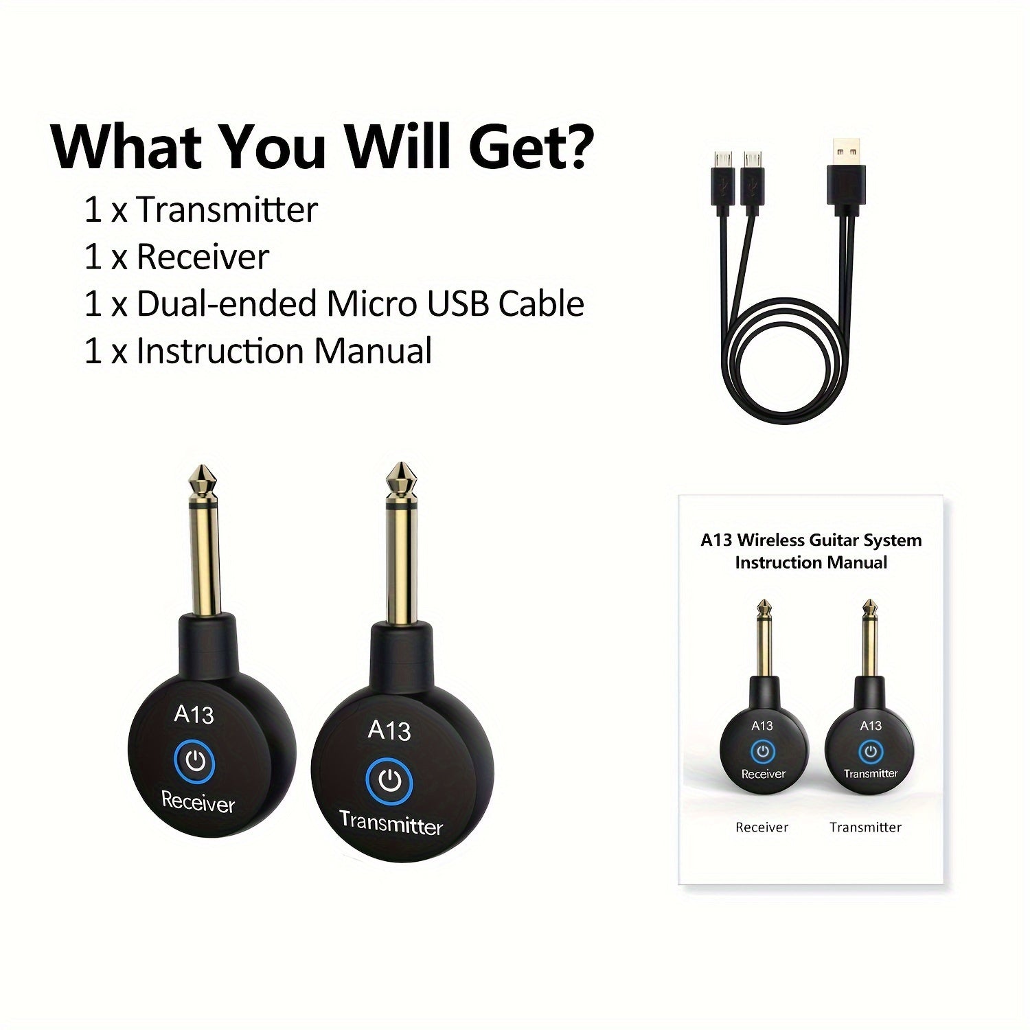 Sistema inalámbrico mini para guitarra de 2.4 GHz, transmisor y receptor inalámbrico para guitarra, bajo e instrumentos eléctricos