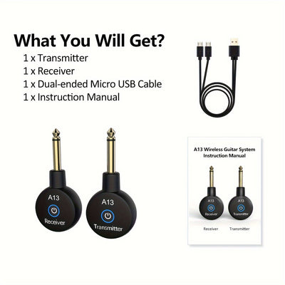 Sistema inalámbrico mini para guitarra de 2.4 GHz, transmisor y receptor inalámbrico para guitarra, bajo e instrumentos eléctricos